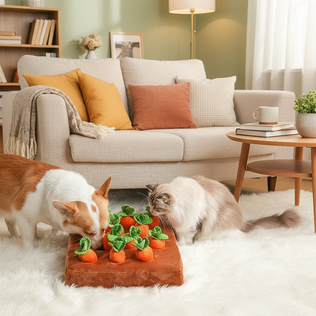 Pawtriva Schnüffelmatte „Karottengarten“ – Interaktives Hundespielzeug